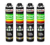 Isolbau - Lot de 4 x 750 ml de mousse de construction et de montage en polyuréthane monocomposant pour pistolet - Mousse d’isolation et d’étanchéité pour l’intérieur et l’extérieur
