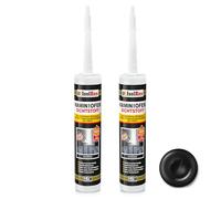 Isolbau Mastic d'étanchéité pour cheminée et poêle, résistant au feu jusqu'à 1500 °C, pour réparation et remplissage des fissures dans les cheminées et les fours, noir, 2 tubes de 300 ml