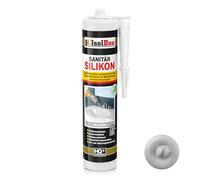Isolbau Mastic en silicone sanitaire - 300 ml - Gris clair - Mastic en silicone hautement élastique pour joints et joints - Résistant à la moisissure et imperméable - Cartouche