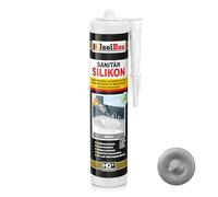Isolbau Mastic en silicone sanitaire - 300 ml - Gris - Mastic en silicone hautement élastique pour joints et joints - Résistant à la moisissure et imperméable - Cartouche