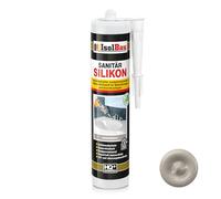 Isolbau Mastic en silicone sanitaire - 300 ml - Gris sable - Mastic en silicone hautement élastique pour joints et joints - Résistant à la moisissure et imperméable - Cartouche