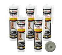 Isolbau Zement-Fix 5 x 300 ml Zementgrau Express Mörtel de réparation - Mastic d’étanchéité pour les joints et les fissures à l’intérieur et à l’extérieur, cartouche
