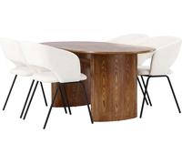 Isolde ensemble pour salle à manger table naturel et 4 Day chaises offwhite.