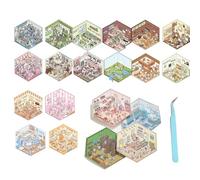 Isometric Room Stickers, Diy 3d House Stickers, 3d Sticker Scene, Sticker Room Book for Adults, Isometric Sticker Kit, 3d Miniature Scene Stickers for Adult Kids Pass The Time (5set)