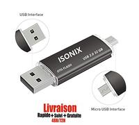 ISONIX USB 2.0 Micro USB OTG Flash Drive for Android Smartphones Tablets PCs 32GB USB 2.0 OTG Flash Drive Black
