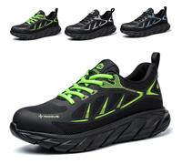 ISOOUS Chaussures de Sécurité Homme Baskets de Sécurité Femme Légère Chaussures de Travail Embout Acier Protection Antidérapant Vert 43