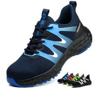 ISOOUS Chaussures de Sécurité Hommes Légère Chaussures de Travail Femme Basket de Securite Antidérapant Confortable Respirante Bleu 38 EU