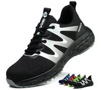 ISOOUS Chaussures de Sécurité Hommes Légère Chaussures de Travail Femme Basket de Securite Antidérapant Confortable Respirante Noir 47 EU