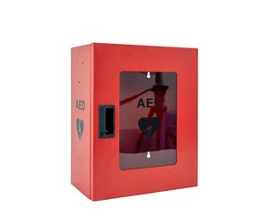 ISOP Armoire pour défibrillateur - Armoire pour DEA - Boîte pour DEA - Support pour défibrillateur - Vitrine pour DEA - Boîte Rouge pour équipements de sécurité Incendie - 36 × 29 × 17 cm - Rouge