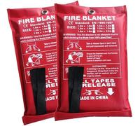 ISOP Lot de 2 Grandes couvertures ignifuges 180 x 200 cm - Couverture Anti-feu en Fibre de Verre - Couverture d'urgence Robuste - Couverture de Survie de qualité A - Couverture Anti-Incendie