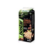 ISOSTAR - Barres Cereal Max Energy Chocolat & Noisettes - Barres Énergétiques Sport avec Glucides, Source de Vitamines B1, B2, B6, C, E & PP, Snack Running, Vélo & Trail - 3 x 55 g