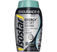 Isostar Endurance+ Energy Sport Drink Saveur Tropicale - Boisson Sport Isotonique Énergétique Endurance, Source De Vitamines B1 C & E, Glucides 75g/500ml, Hydratation Sport Running, Trail & Vélo, 790g