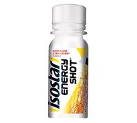 ISOSTAR - Energy Shot Fraise & Grenadine - Shot Énergétique Sport avec Glucides, Source de Vitamines B1 & C - Running, Vélo & Trail - 60 ml