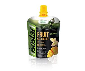 ISOSTAR - Gel Actifood saveur Fruits Exotiques - Gel Énergétique Sport avec Glucides, Source de Vitamines B1, C & E - Running, Vélo & Trail - 90 g