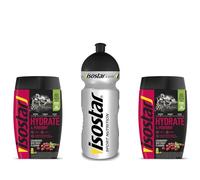 Isostar Hydrate & Perform Iso Drink - 400 g de poudre de boisson isotonique - poudre d'électrolyte pour soutenir la performance sportive - 2 canneberges + bouteille de 0,5 litre