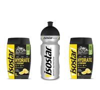 Isostar Hydrate & Perform Iso Drink - 400 g de poudre de boisson isotonique - poudre d'électrolyte pour soutenir la performance sportive - 2 x citron + bouteille de 0,5 litre