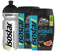 Isostar Hydrate & Perform Iso Drink - 400 g de poudre de boisson isotonique - poudre d'électrolyte pour soutenir la performance sportive - 2 x pamplemousse + bouteille de 0,5 litre