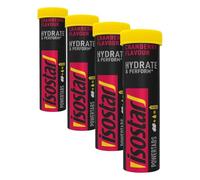 ISOSTAR - Hydrate & Perform Powertabs saveur Cranberry - Tablettes Effervescentes pour Boisson Isotonique Sport, Apport en Glucides et Électrolytes - 10 Tablettes, 120 g (Lot de 4)