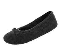 Isotoner Ballerines en microterry pour femme - Motif chevron, Noir, 39/40 EU