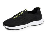 Isotoner Baskets Homme Slip on avec Lacets, Semelle mémoire de Forme, 42 EU, Noir/Jaune
