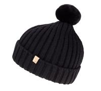 Isotoner Bonnet Femme Ultra Doux, Pompom Imitation Fourrure, Taille Unique, TU, Noir