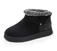 Isotoner Bottines femme basses revers fourré, semelle à mémoire de forme, 41 EU, noir