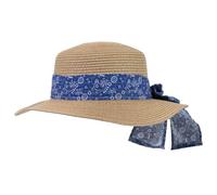 Isotoner Chapeau 100% papier de paille claire, ajustable à l'intérieur 52 à 58 cm bleu femme Taille unique