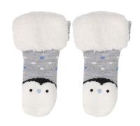 Isotoner Chaussettes fourrées Enfant Pingouin Gris chiné 20/24 | Chaussettes anti-dérapantes en Pingouin - Maille, Confort et sécurité pour les enfants - Lavable machine 30°C