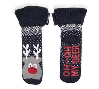Isotoner Chaussettes fourrées Garçon Noël Marine 20/24 | Chaussettes anti-dérapantes en Maille Noël - Picots antidérapants, Sécurité pour les enfants - Lavable machine 30°C