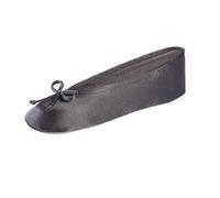 isotoner Pantoufles ballerines en satin avec nœud et semelle en daim synthétique pour femme, Nœud à nouer minéral doux, 35/36 EU