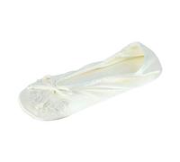 isotoner Chaussons ballerines en satin avec perle brodée pour femme, ivoire, 38/39 EU