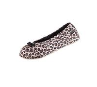 Isotoner Chaussons ballerines en satin pour femme avec nœud, Ruban guépard, 39/40 EU