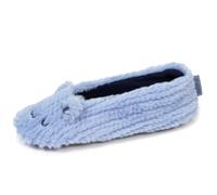 Isotoner Chaussons ballerines Femme Chat Bleu 35/36 | Pantoufle Ballerines imitation fourrure, semelle antidérapante, chaudes et confortables - Lavable machine 30°C