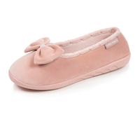 Isotoner Chaussons Ballerines femme confort à mémoire de forme | Pantoufle Microvelours Semelle ergonomique avec soutien voûte plantaire et mémoire de forme pour un confort durable