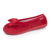 Isotoner Chaussons Ballerines femme confort à mémoire de forme | Pantoufle Microvelours Semelle ergonomique soutenant la voûte plantaire pour un maintien optimal.