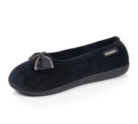 Isotoner Chaussons Ballerines femme confort à mémoire de forme | Pantoufle Microvelours Semelle ergonomique soutenant la voûte plantaire pour un maintien optimal.
