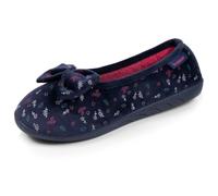 Isotoner Chaussons pantoufles Ballerines femme microvelours semelle ergonomique mousse à mémoire forme, 38, marine