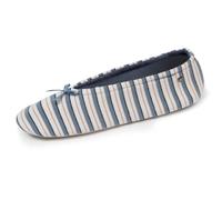 Isotoner Chaussons Ballerines femme nœud coton bio semelle cuir 35/36 rayure marinière