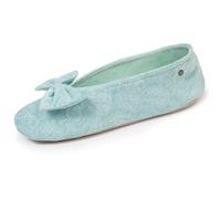 Isotoner Chaussons Ballerines femme nœud coton bio semelle cuir 37/38 vert d'eau