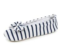 Isotoner Chaussons Ballerines femme nœud coton bio semelle cuir 41/42 rayuresbleues