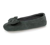 Isotoner Chaussons Ballerines femme nœud coton bio semelle cuir | Pantoufle Mousses complémentaires pour un confort durable et un maintien optimal au quotidien.