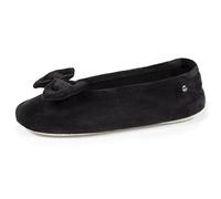 Isotoner Chaussons Ballerines femme nœud coton bio semelle cuir | Pantoufle Mousses complémentaires pour un confort durable et un maintien optimal au quotidien.