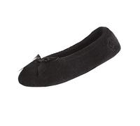 isotoner - Chaussons Ballerines pour femme en tissu éponge classique - noir - noir,