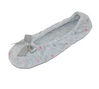 Isotoner Chaussons Ballerines pour Femmes en Éponge Brodés Mélange Coton Légers