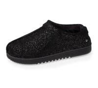 Isotoner Chaussons pantoufles Bottillons femme dessus cuir, semelle confort, 39 EU, noir nacré