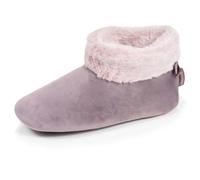 Isotoner Chaussons Bottillons Femme microvelours Taupe 35/36 | Pantoufle Bottillons microvelours, semelle gomme ultra souple, chaudes et confortables - Lavable machine 30°C