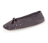 Isotoner Chaussons brodée pois gris foncé femme 37/38