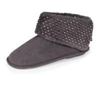 Isotoner Chaussons de maison Bottines pour femme, pantoufles en daim confortables, chaudes et intemporelles, gris, 38 EU