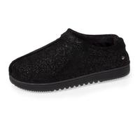 Isotoner Chaussons pantoufles Bottillons femme dessus cuir, semelle confort, 38 EU, noir nacré