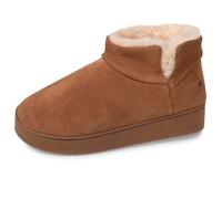 Isotoner Chaussons pantoufles Bottillons femme dessus en cuir, semelle plateforme, 37 EU, camel